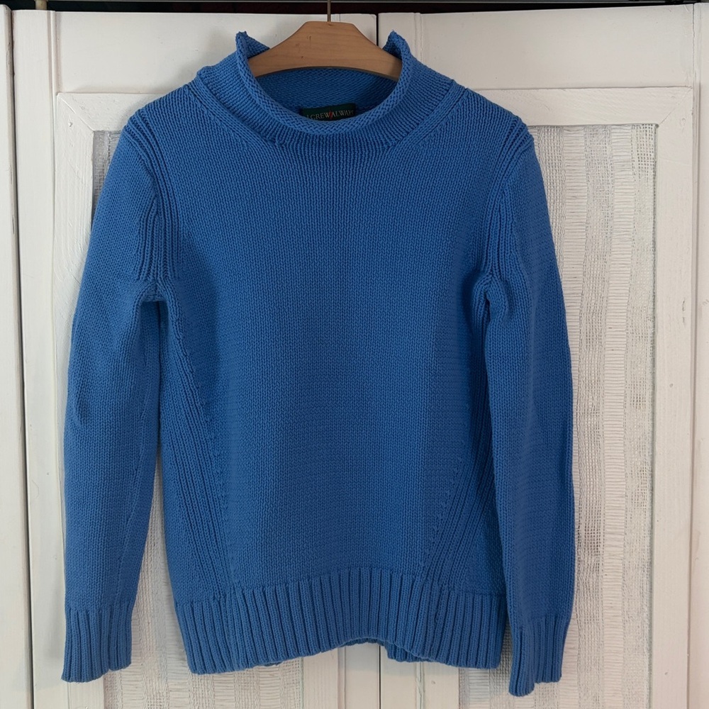 VINTAGE J Crew Roll Neck Sweater women’s XS blue cotton Chunky Fisherman 90s